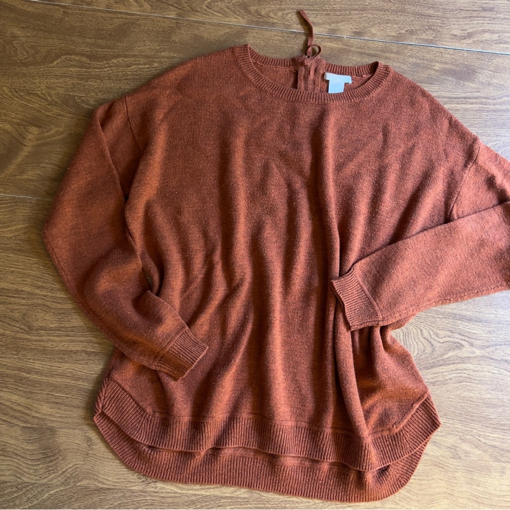 H&M Women’s Rust Cinnamon Crew Neck Long Sleeve Wool Blend Sweater Top Size M